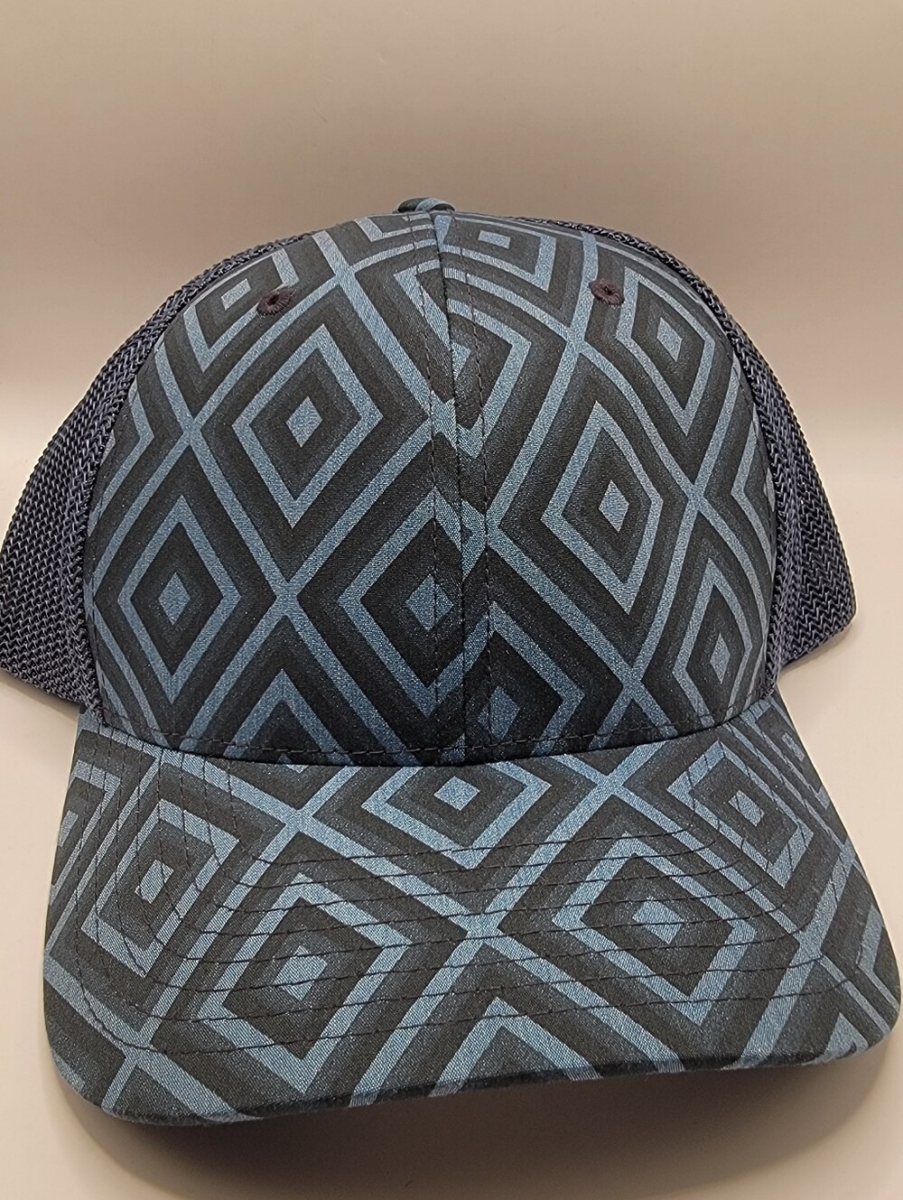 Kangol Black and Blue Geometric Mesh Trucker Cap